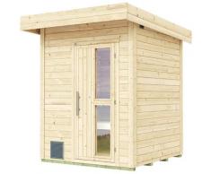 Saunahaus WEKA "Saunahaus NAANTALI", beige (natur), Saunaofen, integrierte Steuerung, 9 kW, Saunen, aus Blockbohlen, extrahohe Tür