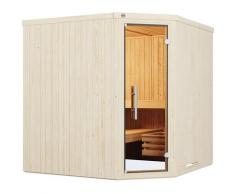 Sauna WEKA "Element-Ecksauna VARBERG 3", weiß, Saunaofen, externe Steuerung, 7,5 kW, Saunen, vorgefertigte Elemente, moderne Ganzglastür
