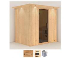 Sauna KARIBU "Bedine", beige (naturbelassen), Saunaofen, integrierte Steuerung, 9 kW, Saunen, Ofen 9 kW integr. Strg