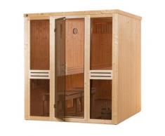 Sauna WEKA "Elementsauna KAARINA 2", beige (natur), Saunaofen, integrierte Steuerung, 5,4 kW, Saunen, platzsparende Nischensauna, 2 Fensterelemente, moderne Ganzglastür