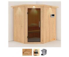 Sauna KARIBU "Siirin", beige (naturbelassen), Saunaofen, externe Steuerung, 9 kW, Saunen, Ofen 9 KW externe Strg easy