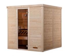 Sauna WEKA "Premium-Massiv-Elementsauna KEMI 4", beige (natur), ohne Ofen, ohne Steuerung, (ohne Ofen), Saunen, Blockbohlen, vorgefertigte Elemente, moderne Ganzglastür