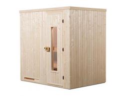 Sauna WEKA "Elementsauna HALMSTAD 1", beige (natur), Bio-Ofen, externe Steuerung, 4,5 kW, Saunen, vorgefertigte Elemente, isolierte Holztür
