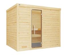 Sauna WEKA "Massivholzsauna BERGEN 3", beige (natur), Saunaofen, integrierte Steuerung, 9 kW, Saunen, Blockbohlen, moderne Ganzglastür