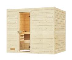 Sauna WEKA "Massivholzsauna VALIDA 4", beige (natur), Saunaofen, externe Steuerung, 7,5 kW, Saunen, Blockbohlen, moderne Ganzglastür