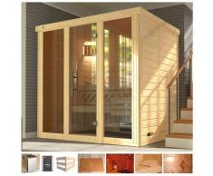 Sauna WEKA "Kemi Panorama", beige (naturbelassen), Saunaofen, externe Steuerung, 7,5 kW, Saunen, 7,5 kW Ofen mit ext. Steuerung