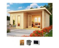 Saunahaus KONIFERA "Maiko 5 SET A", beige (natur), Bio-Ofen, externe Steuerung, 9 kW, Saunen, Ofen 9 kW Bio externe Strg easy