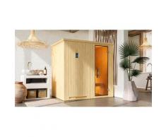 Sauna WEKA "Elementsauna HALMSTAD 1", beige (natur), Saunaofen, externe Steuerung, 4,5 kW, Saunen, vorgefertigte Elemente, moderne Ganzglastür