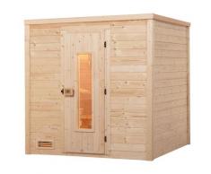 Sauna WEKA "Massivholzsauna BERGEN 2", beige (natur), Saunaofen, integrierte Steuerung, 5,4 kW, Saunen, Blockbohlen, isolierte Holztür
