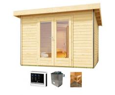 Saunahaus KONIFERA "Maiko 1 SET B", beige (natur), Saunaofen, externe Steuerung, 9 kW, Saunen, Ofen 9 KW externe Strg easy