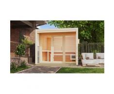 Saunahaus KARIBU "»Armin 3« naturbelassen", beige (naturbelassen), ohne Ofen, ohne Steuerung, (ohne Ofen), Saunen, in verschiedenen Ausführungen erhältlich, Ofen 9 KW externe Strg easy