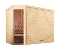 Sauna WEKA "Massivholzsauna TURKU 3", beige (natur), Saunaofen, externe Steuerung, 9 kW, Saunen, Blockbohlen, moderne Ganzglastür
