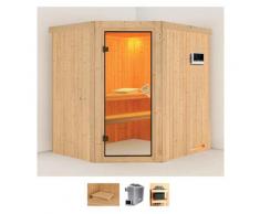 Sauna KARIBU "Siirin", beige (naturbelassen), Saunaofen, externe Steuerung, 9 kW, Saunen, Ofen 9 KW externe Strg easy