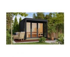 Saunahaus KARIBU "Anja 3", grau (anthrazit), Saunaofen, externe Steuerung, 9 kW, Saunen, Topseller