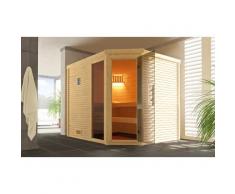 Sauna WEKA "Design-Sauna CUBILIS 3", beige (natur), Saunaofen, externe Steuerung, 9 kW, Saunen, Blockbohlen im wekaLine-Profil