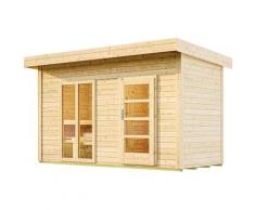 Saunahaus WEKA "FARSUND 2", beige (natur), ohne Ofen, ohne Steuerung, (ohne Ofen), Saunen, Blockbohlen, langes Fensterelement inDer Front