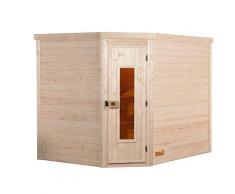 Sauna WEKA "Massivholzsauna TURKU 3", beige (natur), Saunaofen, externe Steuerung, 9 kW, Saunen, Blockbohlen, isolierte Holztür