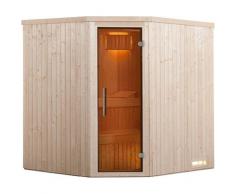 Sauna WEKA "Elementsauna KIRUNA 2", beige (natur), Saunaofen, externe Steuerung, 4,5 kW, Saunen, vorgefertigte Elemente, 230 Volt Anschluss, moderne Ganzglastür