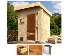 Saunahaus WEKA "Svendborg", beige (natur), Bio-Kombiofen, externe Steuerung, 9 kW, Saunen, 9-kW-Bio-Ofen mit ext. Steuerung