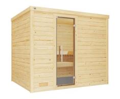 Sauna WEKA "Massivholzsauna BERGEN 3", beige (natur), Saunaofen, externe Steuerung, 9 kW, Saunen, Blockbohlen, moderne Ganzglastür