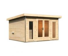 Saunahaus KARIBU "Maiko 2A", beige (naturbelassen), ohne Ofen, (ohne Ofen), Saunen