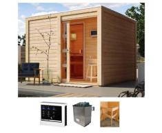Saunahaus KONIFERA "Ruben", beige (natur), Saunaofen, externe Steuerung, 9 kW, Saunen, Ofen 9 KW externe Strg easy
