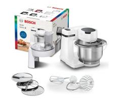 BOSCH Küchenmaschine "MUMS2EB01 MUM Serie 2", grau (weiß grau), B:26,6cm H:26,6cm T:27,7cm, Küchenmaschinen, Durchlaufschnitzler, 3 Reibescheiben, Patisserieset Edelstahl, Küchenmaschine