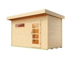 Saunahaus WEKA "Saunahaus FARSUND 1", beige (natur), Saunaofen, externe Steuerung, 9 kW, Saunen, Blockbohlen, feststehendes Fenster