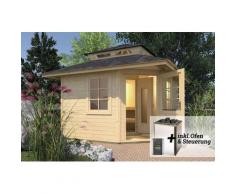 Saunahaus WEKA "Kurikka", beige (natur), Saunaofen, externe Steuerung, 7,5 kW, Saunen, 7,5 kW-Ofen mit digitaler Steuerung