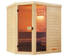 Sauna WEKA "Massivholz-Elementsauna LAUK", beige (natur), Bio-Ofen, externe Steuerung, 4,5 kW, Saunen, Blockbohlen, vorgefertigte Elemente