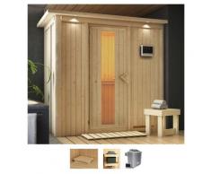 Sauna KARIBU "Vada", beige (naturbelassen), Saunaofen, externe Steuerung, 9 kW, Saunen, Ofen 9 KW externe Strg easy