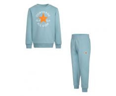 Jogginganzug CONVERSE "CNVB DISSECTED CTP FLC CREW SE", Kinder, Gr. 116 (6), infinity pool, Obermaterial: 60% Baumwolle, 40% Polyester, sportlich, Sportanzüge, für Kinder