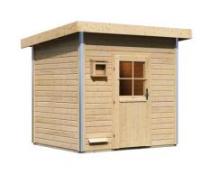 Saunahaus KARIBU "Ralf", beige (naturbelassen), ohne Ofen, (ohne Ofen), Saunen, klassische Tür