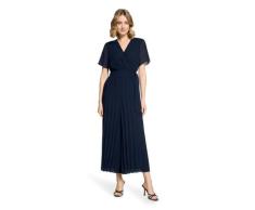 Overall BETTY & CO "Damen mit Plissee", Damen, Gr. 34, Normalgrößen, dunkelblau, Obermaterial: 100% Polyester. Futter: 100% Polyester, figurumspielend lang, V-Ausschnitt, Overalls Overall