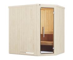 Sauna WEKA "Element-Ecksauna VARBERG 1", weiß, Saunaofen, integrierte Steuerung, 5,4 kW, Saunen, vorgefertigte Elemente, moderne Ganzglastür