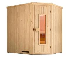 Sauna WEKA "Element-Ecksauna VARBERG 1", beige (natur), ohne Ofen, ohne Steuerung, (ohne Ofen), Saunen, vorgefertigte Elemente, isolierte Holztür
