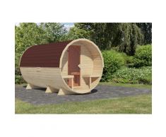 Fasssauna KARIBU "naturbelassen mit Schindeln", beige (naturbelassen), ohne Ofen, (ohne Ofen), Saunen, aus hochwertiger nordischer Fichte