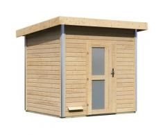 Saunahaus KARIBU "Ralf", beige (naturbelassen), ohne Ofen, (ohne Ofen), Saunen, Milchglastür