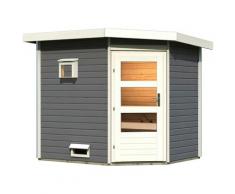 Saunahaus KARIBU "Tore", grau (terragrau), ohne Ofen, (ohne Ofen), Saunen, moderne Tür
