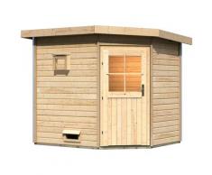 Saunahaus KARIBU "Tore", beige (naturbelassen), ohne Ofen, (ohne Ofen), Saunen, klassiche Tür