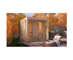 Saunahaus KARIBU "»Armin 2« naturbelassen", beige (naturbelassen), ohne Ofen, ohne Steuerung, (ohne Ofen), Saunen, in verschiedenen Ausführungen erhältlich, Ofen 9 KW externe Strg easy