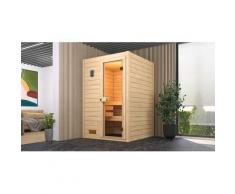 Sauna WEKA "Massivholzsauna VALIDA 1", beige (natur), Bio-Ofen, externe Steuerung, 3,6 kW, Saunen, Blockbohlen, moderne Ganzglastür