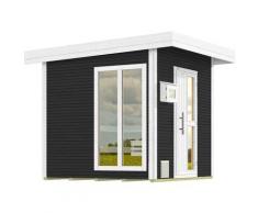 Saunahaus WEKA "Design-Saunahaus KUOPIO 2", grau (anthrazit), Bio-Ofen, externe Steuerung, 9 kW, Saunen, Blockbohlen im wekaLine-Profil, bodentiefes Fensterelement