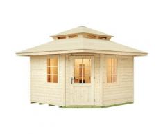 Saunahaus WEKA "Kurikka", beige (natur), Saunaofen, integrierte Steuerung, 9 kW, Saunen, mit Blockbohlen und Massivholz-Zeltdach