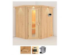 Sauna KARIBU "Siirin", beige (naturbelassen), Saunaofen, externe Steuerung, 9 kW, Saunen, Ofen 9 KW externe Strg easy