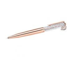 Kugelschreiber SWAROVSKI "CRYSTALLINE BP PEN - SWAN", weiß (roségoldfarben, transparent, kristallweiß), Stifte, Kinder, Kunststoff, Metall, mit Swarovski Kristallen