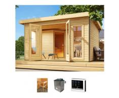 Saunahaus KONIFERA "Maiko 3 SET A", beige (natur), Saunaofen, externe Steuerung, 9 kW, Saunen, Ofen 9 KW externe Strg easy