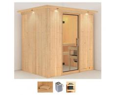 Sauna KARIBU "Bedine", beige (naturbelassen), Saunaofen, integrierte Steuerung, 9 kW, Saunen, Ofen 9 kW integr. Strg