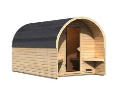 Fasssauna KARIBU "Fasshaus 3", beige (naturbelassen), ohne Ofen, (ohne Ofen), Saunen, ohne Ofen