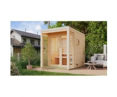 Saunahaus KARIBU "»Armin 1« naturbelassen", beige (naturbelassen), Bio-Kombiofen, externe Steuerung, (ohne Ofen), Saunen, in verschiedenen Ausführungen erhältlich